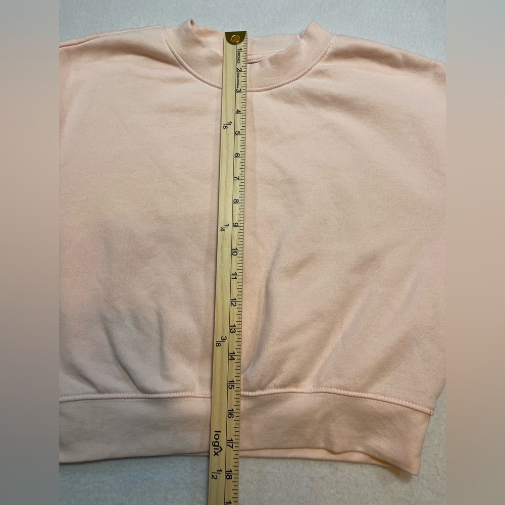 H&M Divided Cropped Sweatshirt Blush Pink Fleece Crewneck XXS Petite women’s - Picture 7 of 7